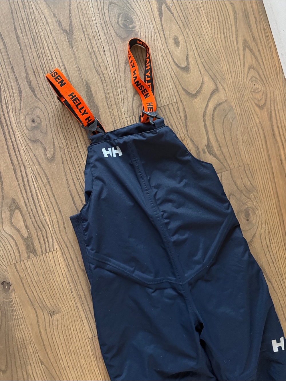 Helly Hansen Navy Bib Overalls with Bright Orange Logo Straps